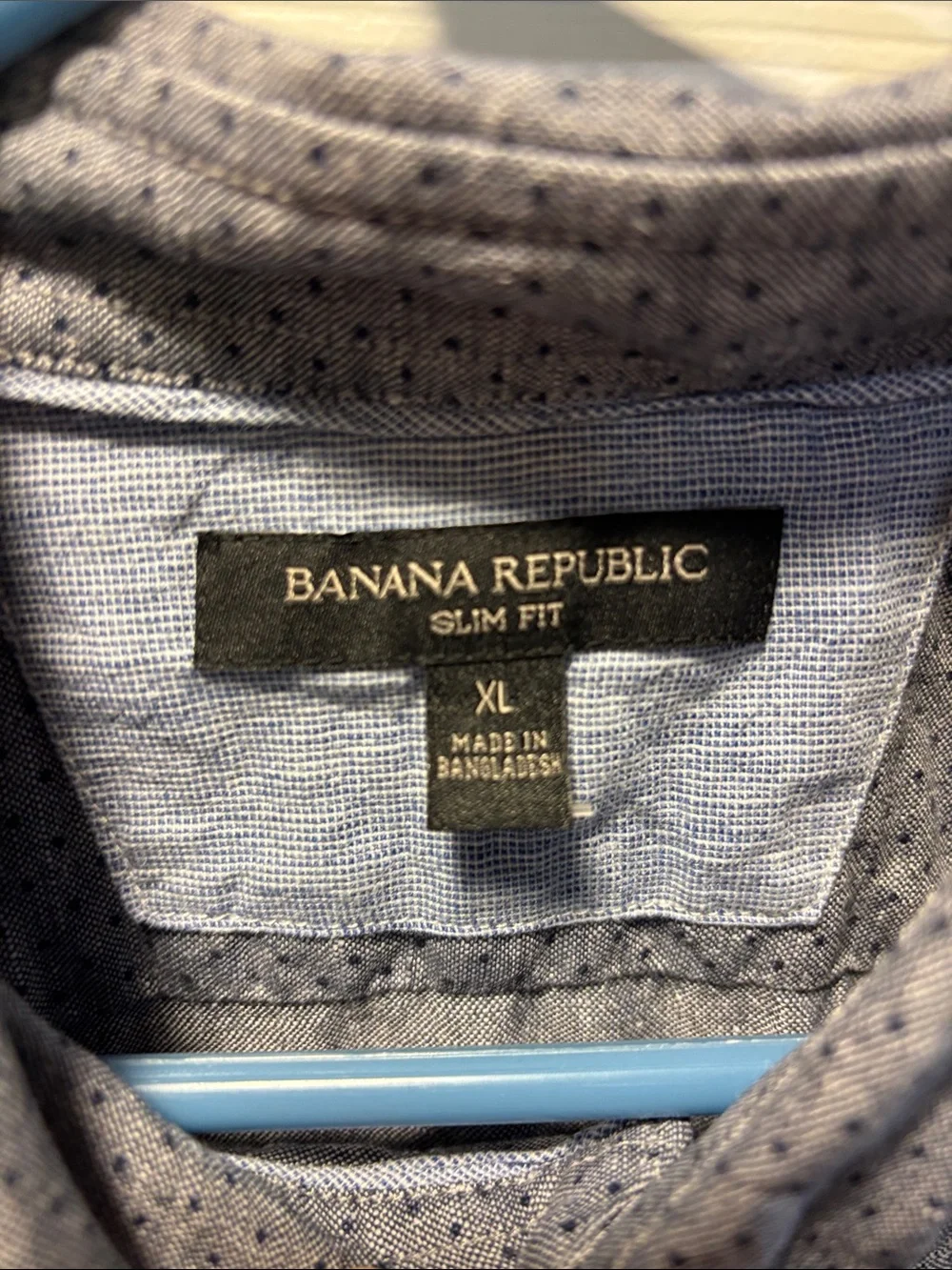 Banana Republic Slim Fit Button-Up in Light Blue with Navy Dots